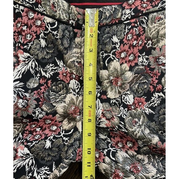 Anthropologie Maeve Trousers Size 2 Jacquard Metallic Slim Floral Ankle Pants - Picture 7 of 10